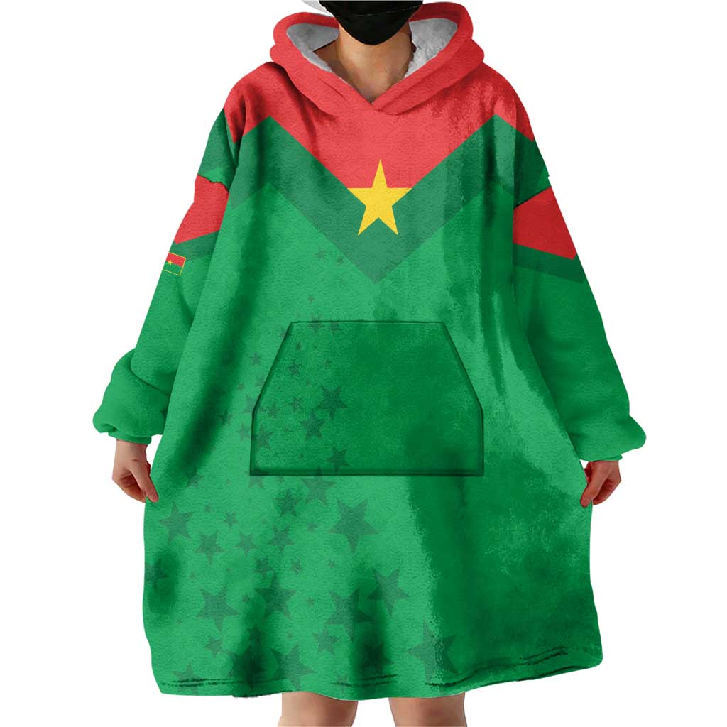 Custom Burkina Faso Football Wearable Blanket Hoodie Go Champions Les Etalons - Wonder Print Shop