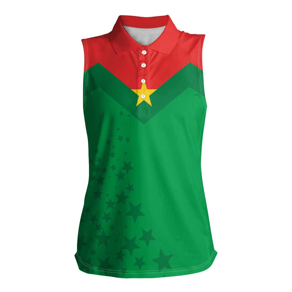 Custom Burkina Faso Football Women Sleeveless Polo Shirt Go Champions Les Etalons - Wonder Print Shop
