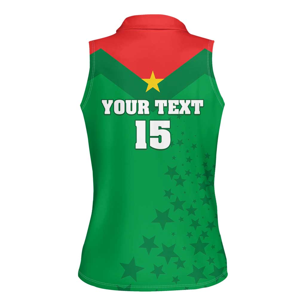Custom Burkina Faso Football Women Sleeveless Polo Shirt Go Champions Les Etalons - Wonder Print Shop