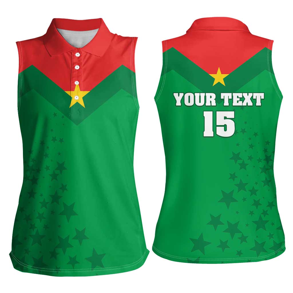 Custom Burkina Faso Football Women Sleeveless Polo Shirt Go Champions Les Etalons - Wonder Print Shop