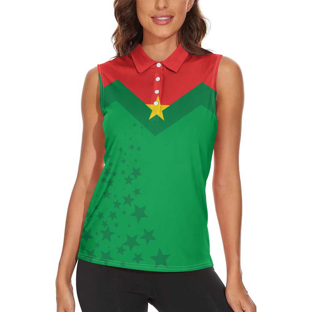 Custom Burkina Faso Football Women Sleeveless Polo Shirt Go Champions Les Etalons - Wonder Print Shop