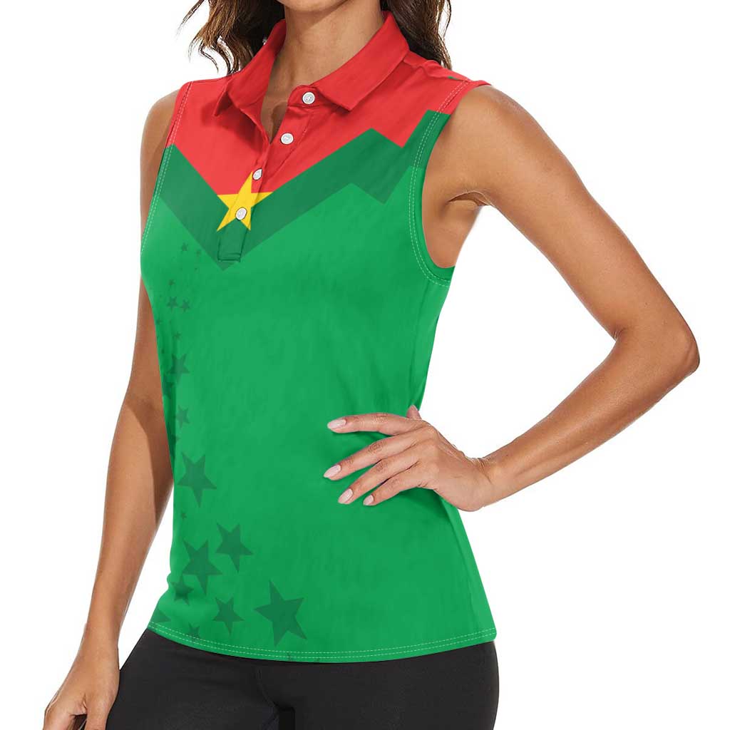 Custom Burkina Faso Football Women Sleeveless Polo Shirt Go Champions Les Etalons - Wonder Print Shop