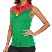 Custom Burkina Faso Football Women Sleeveless Polo Shirt Go Champions Les Etalons - Wonder Print Shop
