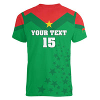 Custom Burkina Faso Football Women V-Neck T-Shirt Go Champions Les Etalons - Wonder Print Shop