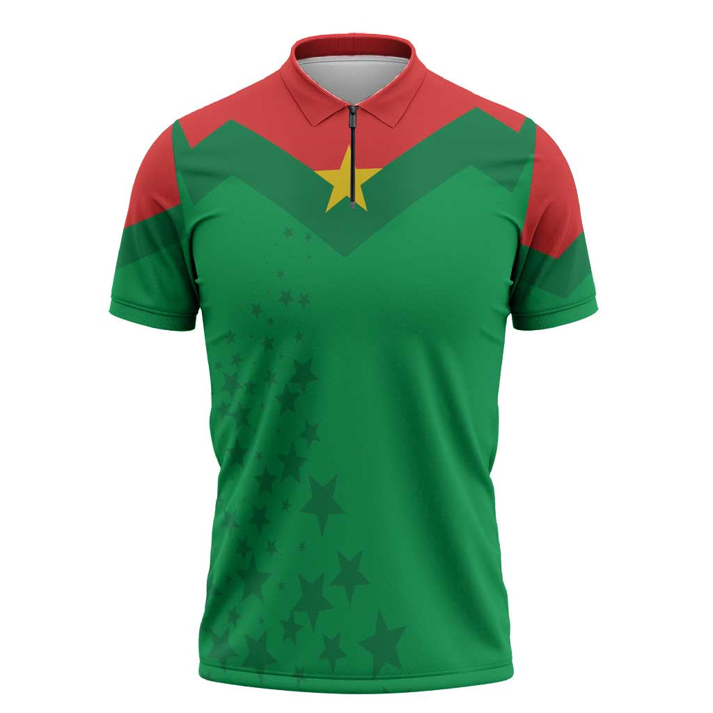 Custom Burkina Faso Football Zipper Polo Shirt Go Champions Les Etalons - Wonder Print Shop