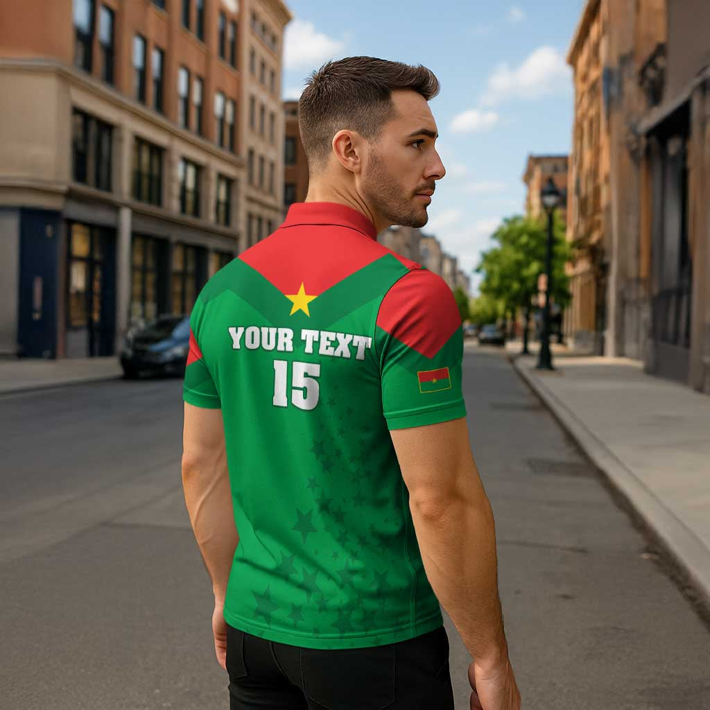 Custom Burkina Faso Football Zipper Polo Shirt Go Champions Les Etalons - Wonder Print Shop