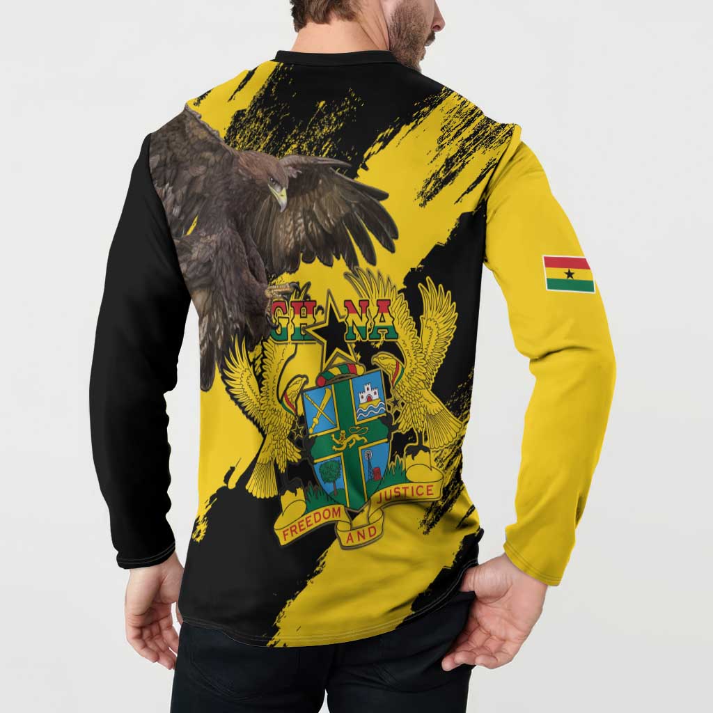 Ghana Eagle Button Sweatshirt Coat Of Arms - Grunge Style