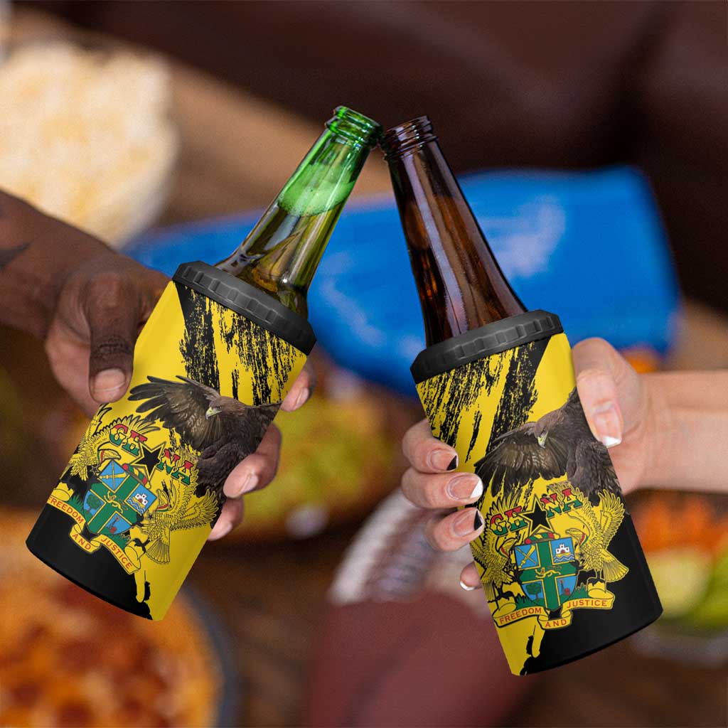 Ghana Eagle 4 in 1 Can Cooler Tumbler Coat Of Arms - Grunge Style LT15