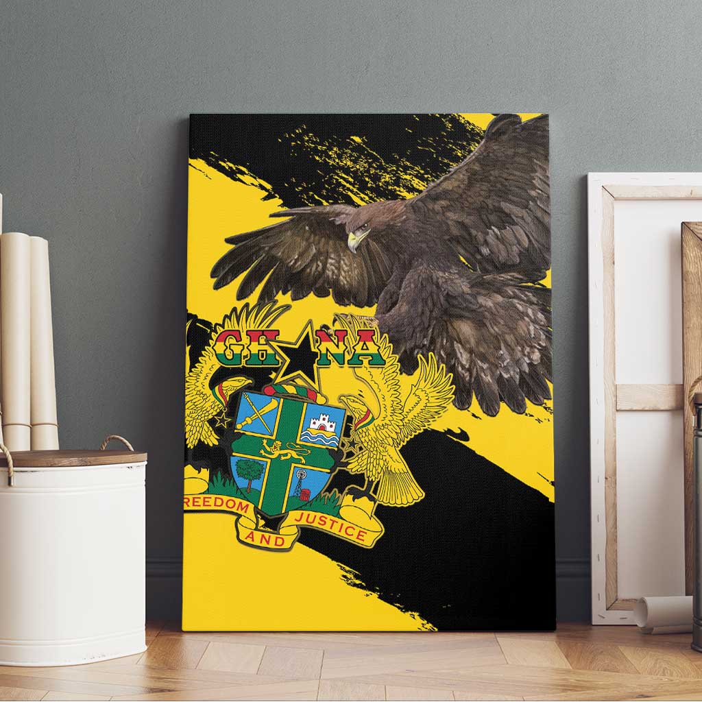 Ghana Eagle Canvas Wall Art Coat Of Arms - Grunge Style