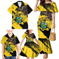 Ghana Eagle Family Matching Mermaid Dress and Hawaiian Shirt Coat Of Arms - Grunge Style