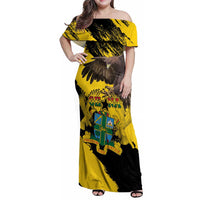 Ghana Eagle Family Matching Off Shoulder Maxi Dress and Hawaiian Shirt Coat Of Arms - Grunge Style