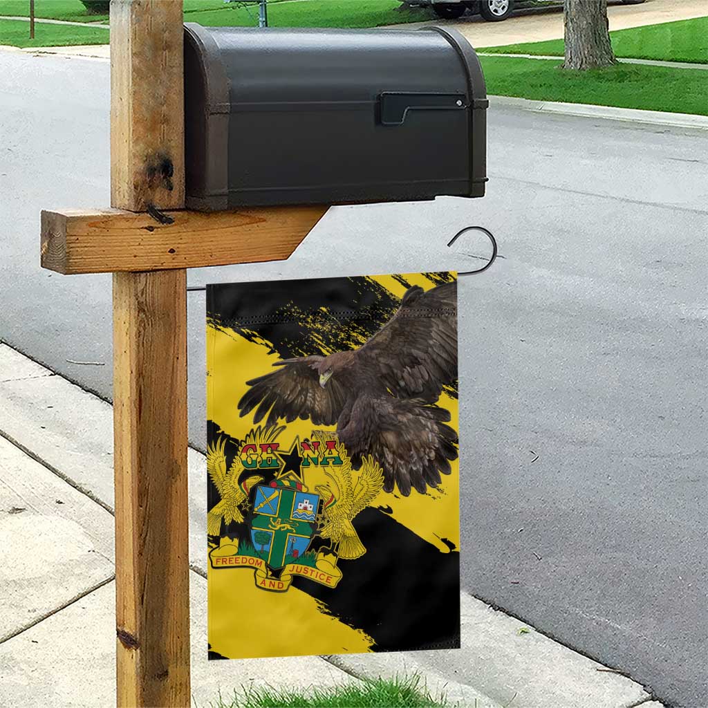 Ghana Eagle Garden Flag Coat Of Arms - Grunge Style