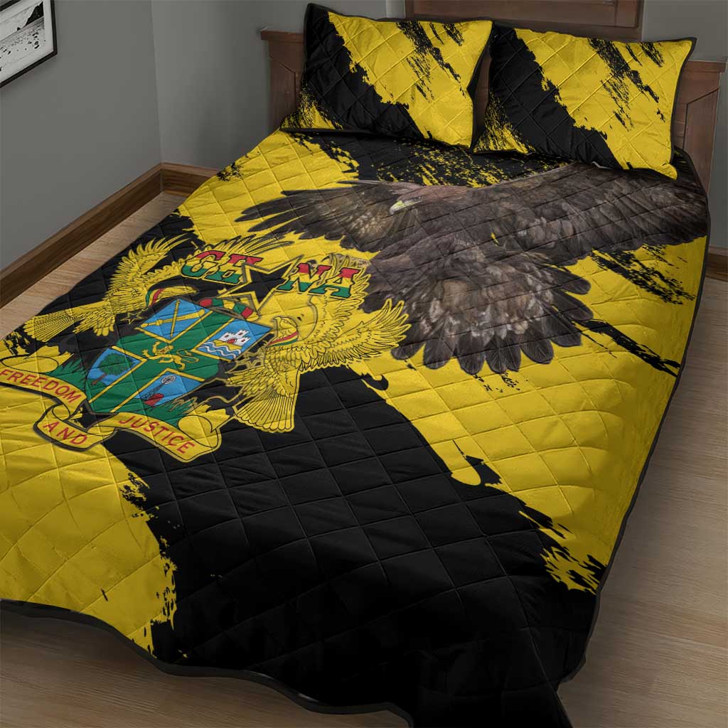 Ghana Eagle Quilt Bed Set Coat Of Arms - Grunge Style - Wonder Print Shop