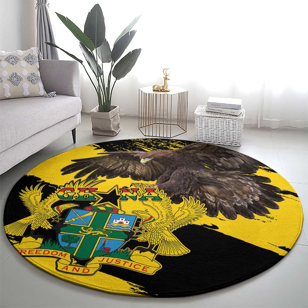 Ghana Eagle Round Carpet Coat Of Arms - Grunge Style - Wonder Print Shop