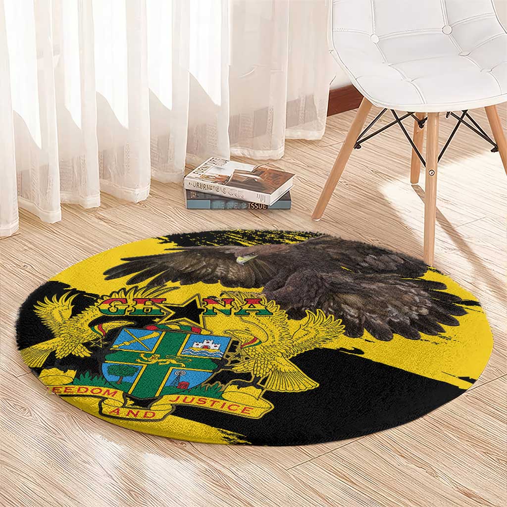 Ghana Eagle Round Carpet Coat Of Arms - Grunge Style - Wonder Print Shop