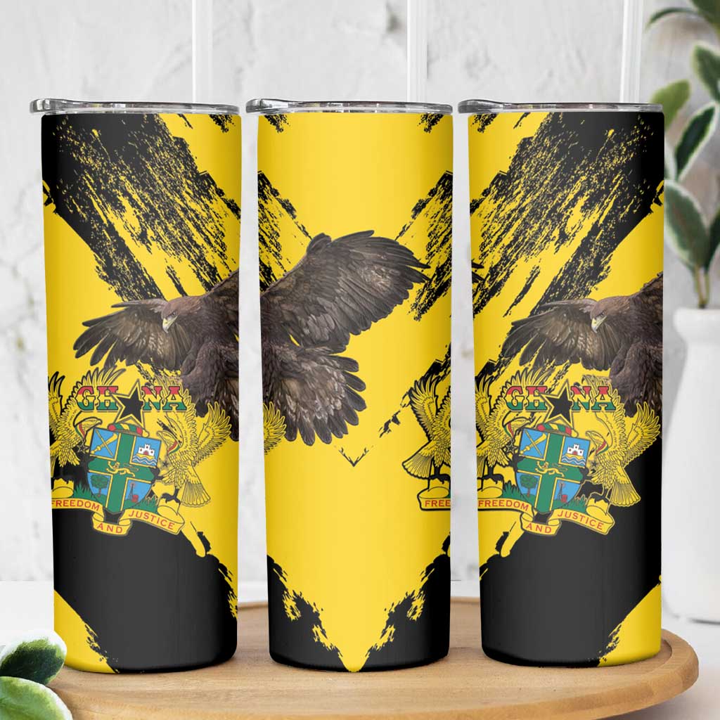 Ghana Eagle Skinny Tumbler Coat Of Arms - Grunge Style - Wonder Print Shop