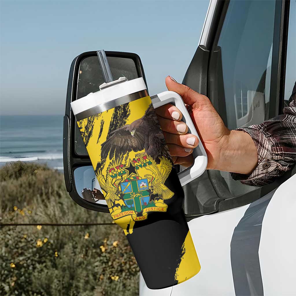 Ghana Eagle Tumbler With Handle Coat Of Arms - Grunge Style - Wonder Print Shop