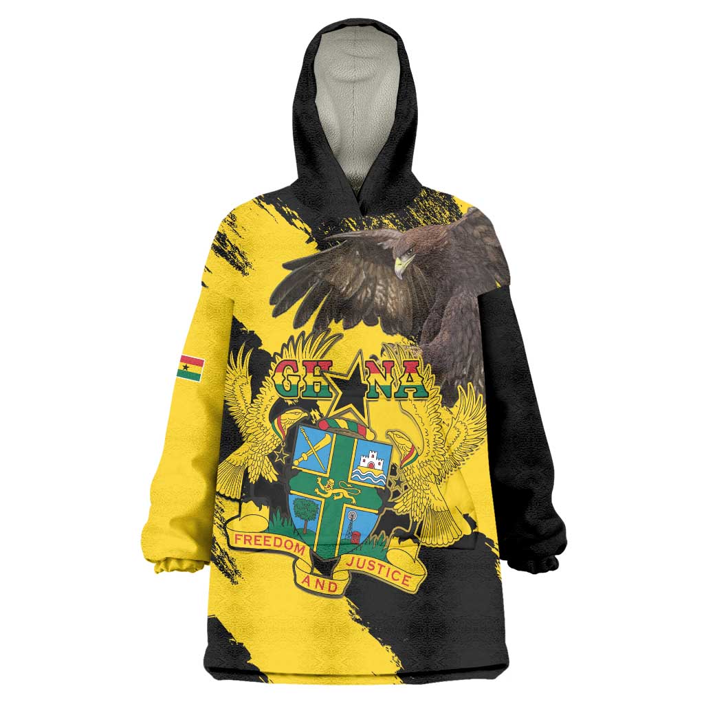 Ghana Eagle Wearable Blanket Hoodie Coat Of Arms - Grunge Style - Wonder Print Shop