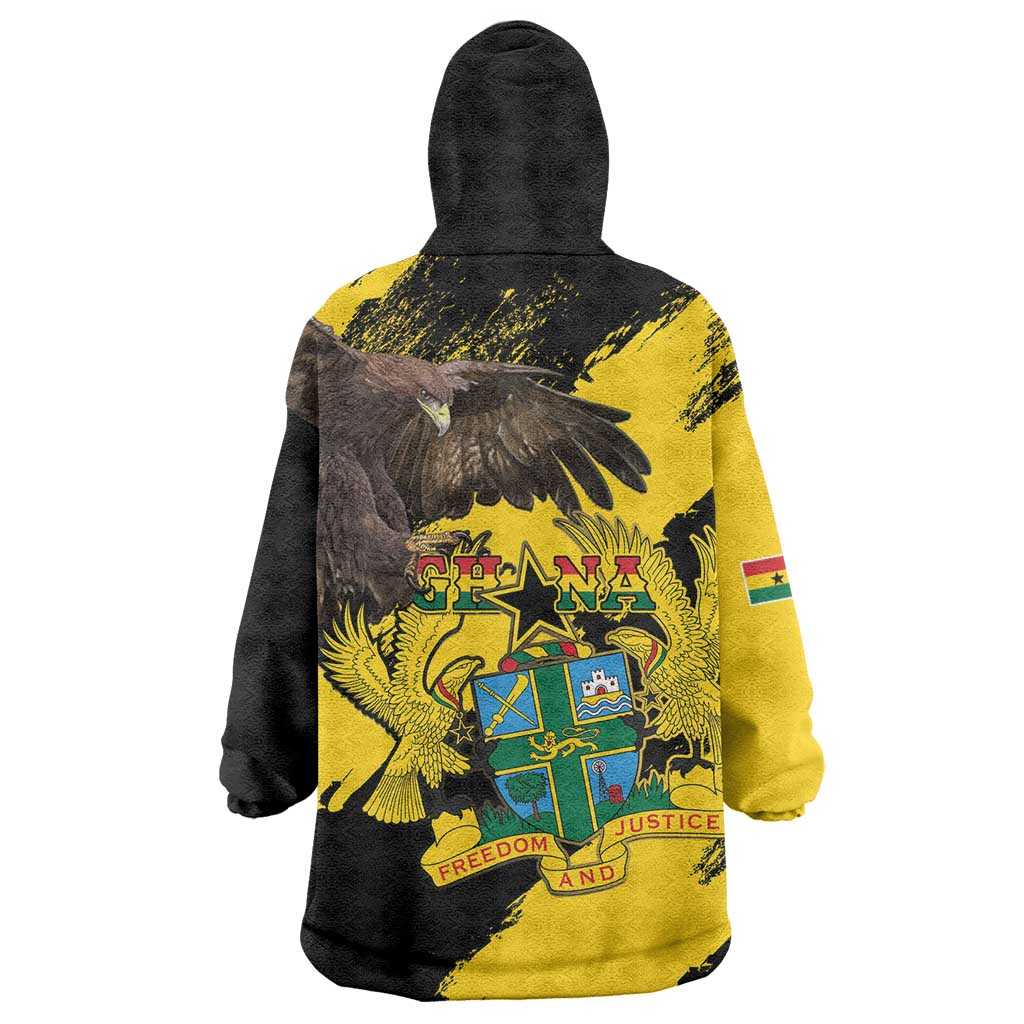 Ghana Eagle Wearable Blanket Hoodie Coat Of Arms - Grunge Style - Wonder Print Shop