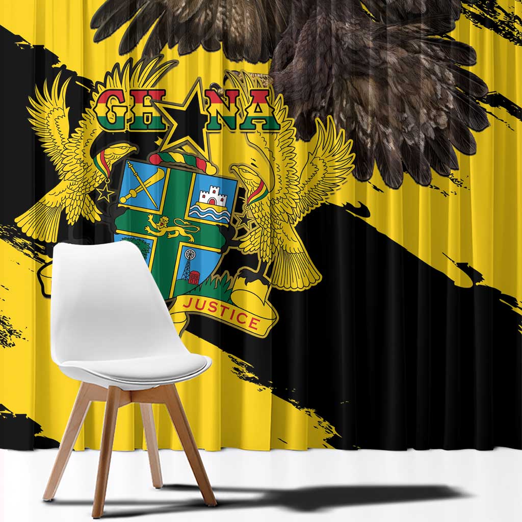 Ghana Eagle Window Curtain Coat Of Arms - Grunge Style - Wonder Print Shop