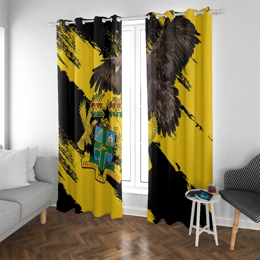 Ghana Eagle Window Curtain Coat Of Arms - Grunge Style - Wonder Print Shop