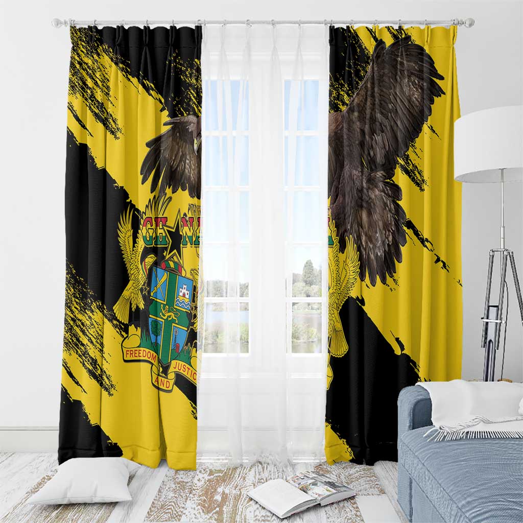 Ghana Eagle Window Curtain Coat Of Arms - Grunge Style - Wonder Print Shop
