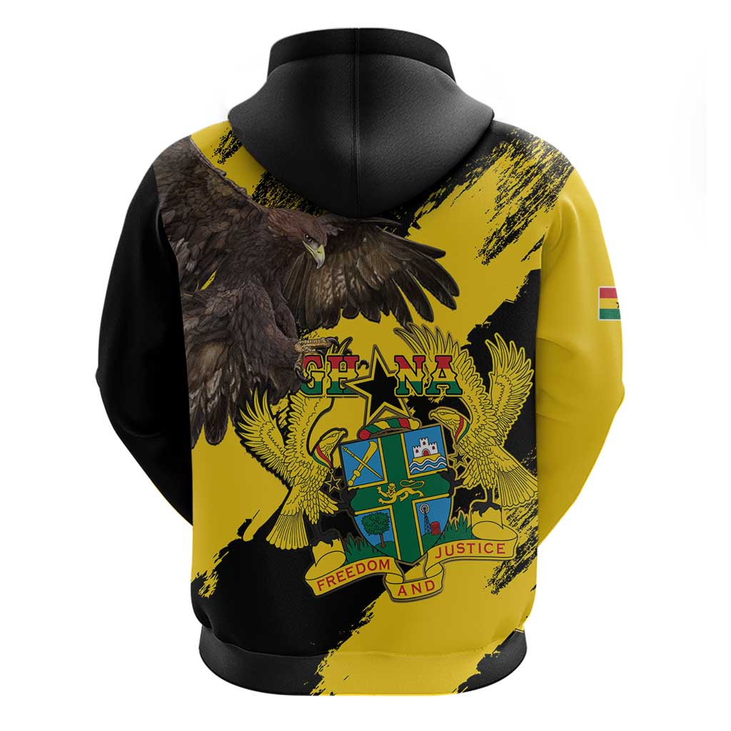 Ghana Eagle Zip Hoodie Coat Of Arms - Grunge Style - Wonder Print Shop