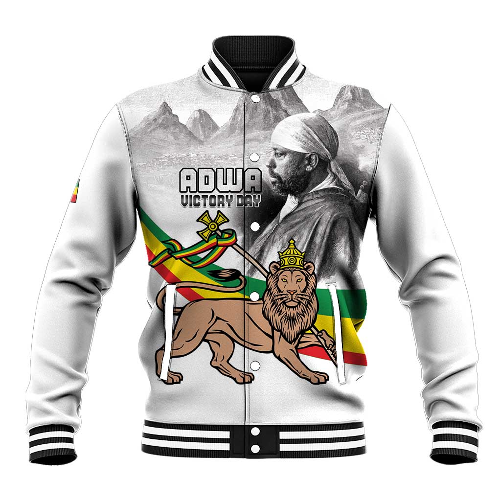 Adwa Victory Day Baseball Jacket Menelik II and Mount Soloda - Lion Of Judah