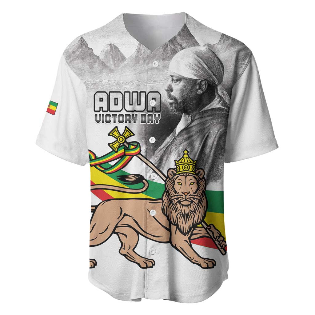 Adwa Victory Day Baseball Jersey Menelik II and Mount Soloda - Lion Of Judah