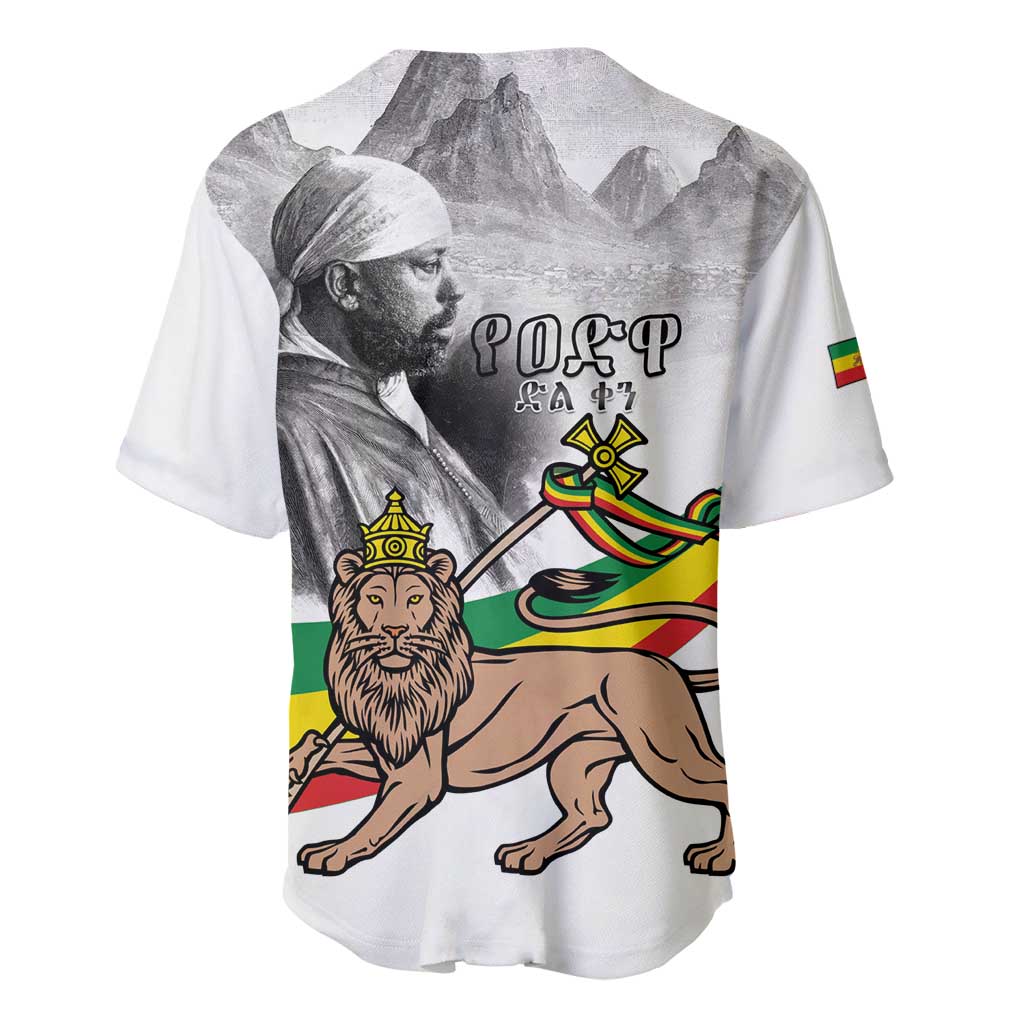 Adwa Victory Day Baseball Jersey Menelik II and Mount Soloda - Lion Of Judah