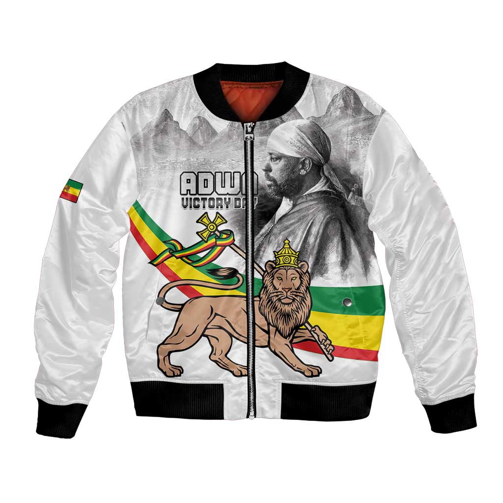 Adwa Victory Day Bomber Jacket Menelik II and Mount Soloda - Lion Of Judah