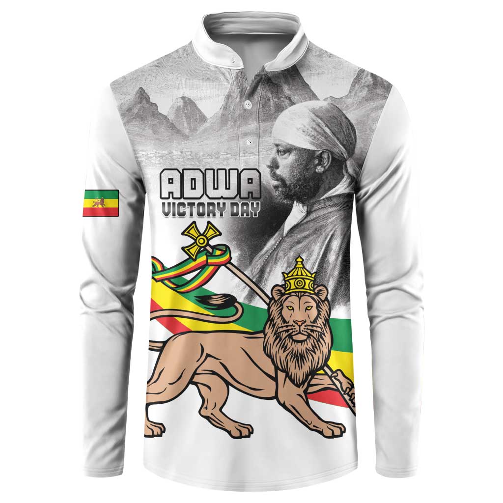 Adwa Victory Day Button Sweatshirt Menelik II and Mount Soloda - Lion Of Judah