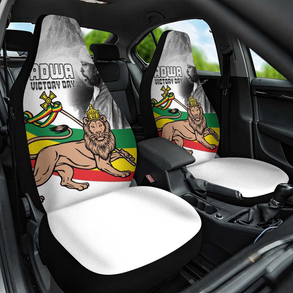 Adwa Victory Day Car Seat Cover Menelik II and Mount Soloda - Lion Of Judah