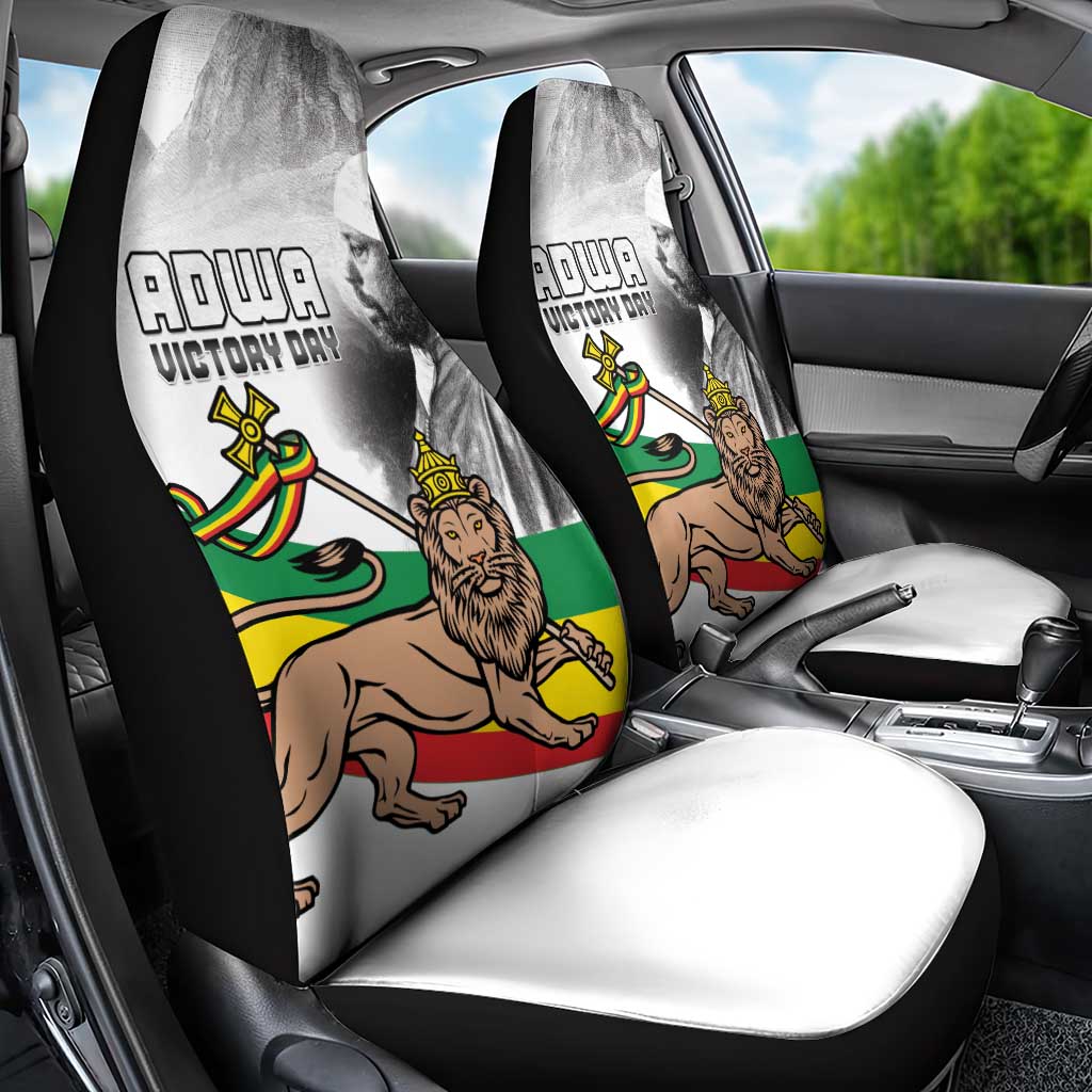 Adwa Victory Day Car Seat Cover Menelik II and Mount Soloda - Lion Of Judah
