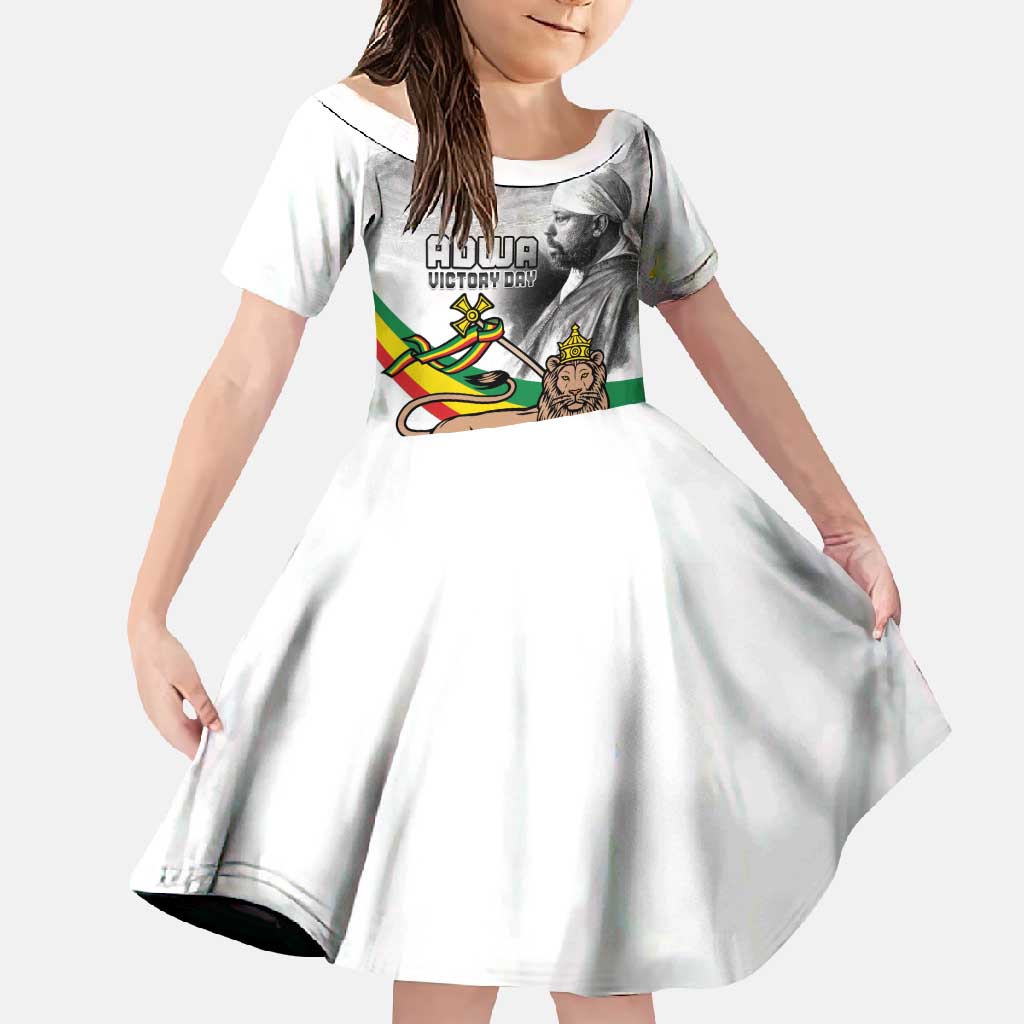 Adwa Victory Day Family Matching Off Shoulder Maxi Dress and Hawaiian Shirt Menelik II and Mount Soloda - Lion Of Judah