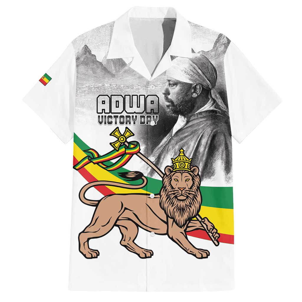 Adwa Victory Day Family Matching Off Shoulder Maxi Dress and Hawaiian Shirt Menelik II and Mount Soloda - Lion Of Judah