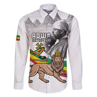 Adwa Victory Day Family Matching Off Shoulder Maxi Dress and Hawaiian Shirt Menelik II and Mount Soloda - Lion Of Judah