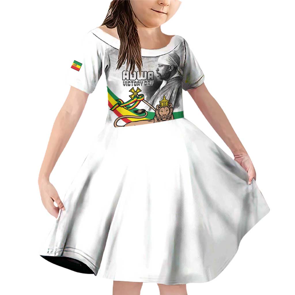 Adwa Victory Day Family Matching Off Shoulder Short Dress and Hawaiian Shirt Menelik II and Mount Soloda - Lion Of Judah