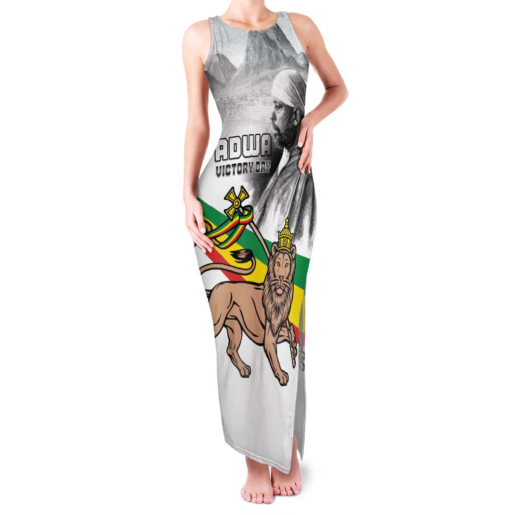 Adwa Victory Day Family Matching Tank Maxi Dress and Hawaiian Shirt Menelik II and Mount Soloda - Lion Of Judah