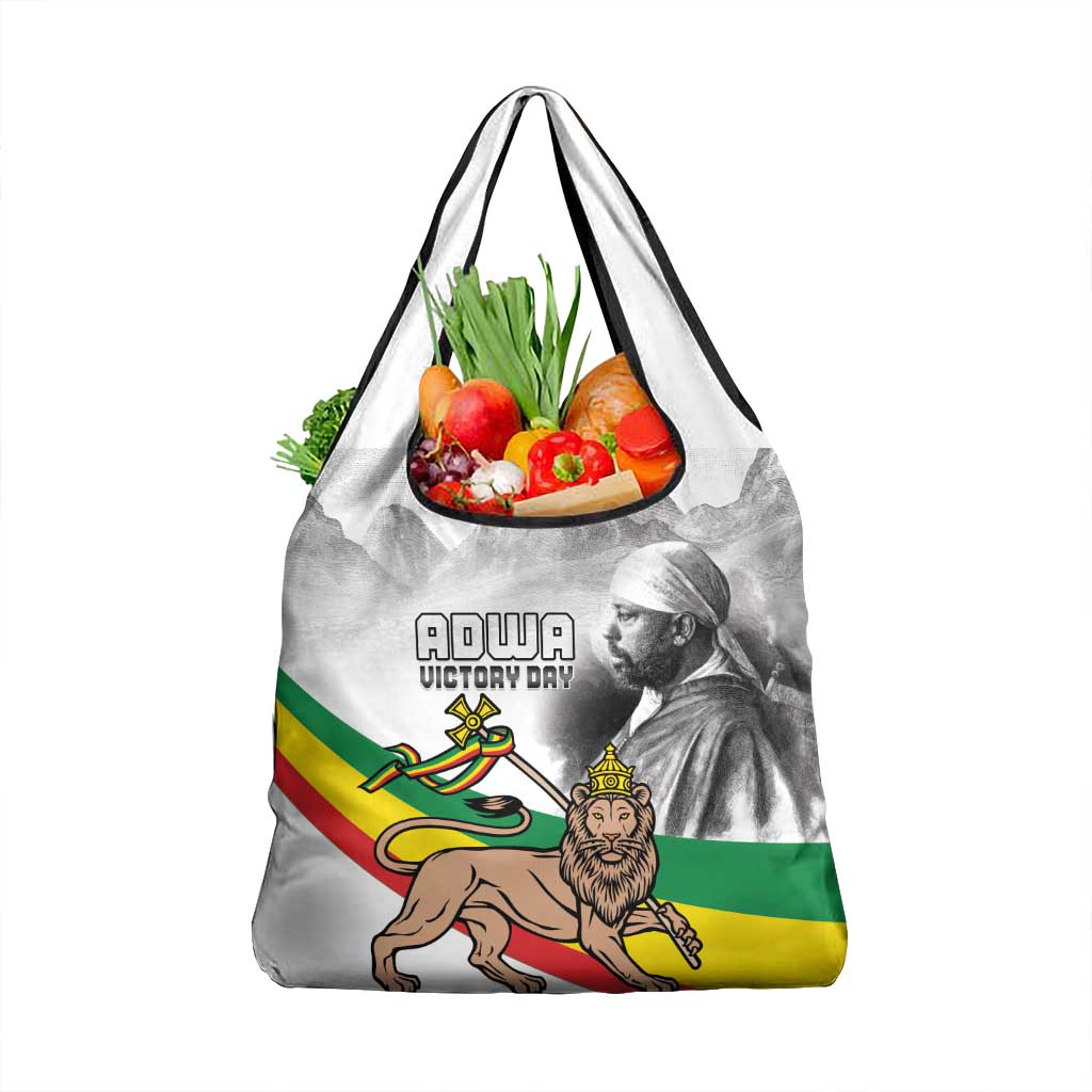 Adwa Victory Day Grocery Bag Menelik II and Mount Soloda - Lion Of Judah