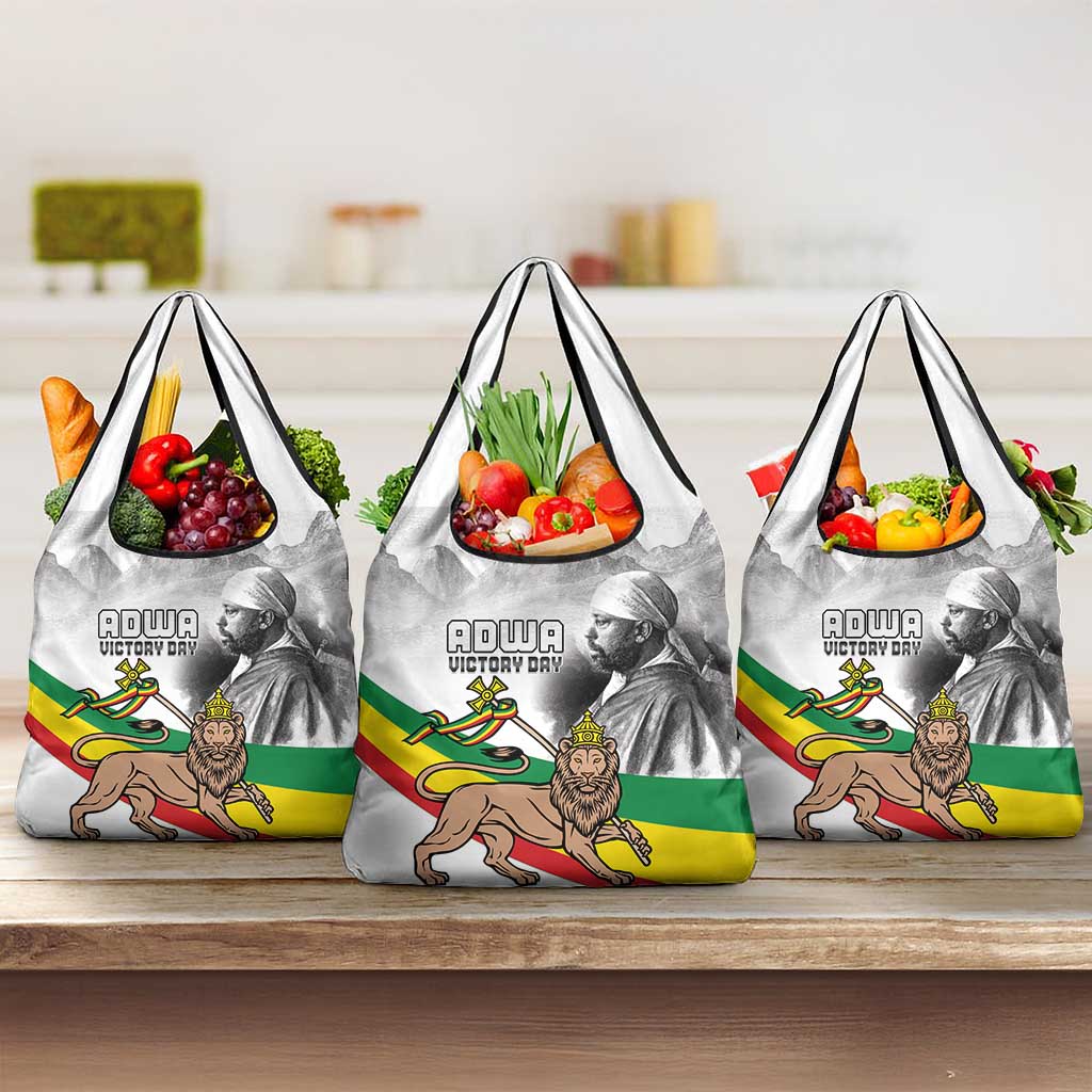 Adwa Victory Day Grocery Bag Menelik II and Mount Soloda - Lion Of Judah