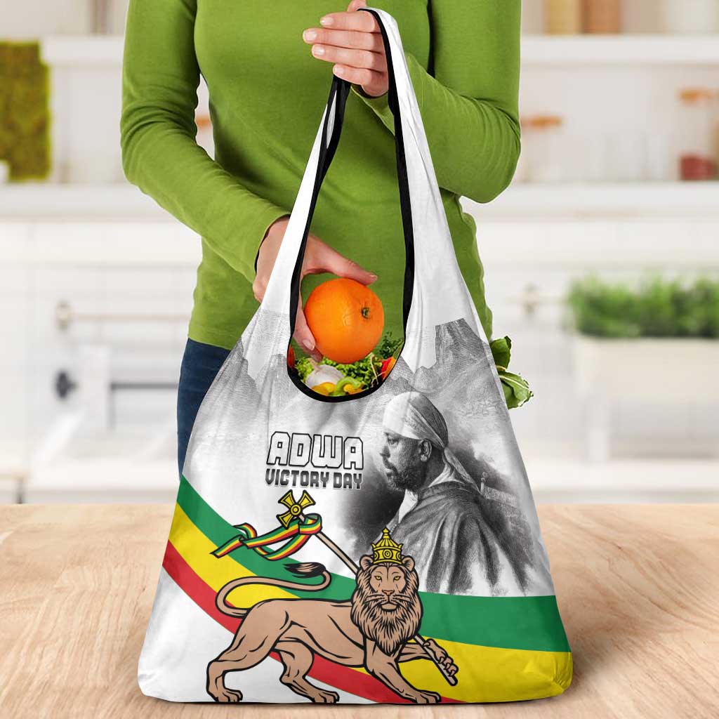 Adwa Victory Day Grocery Bag Menelik II and Mount Soloda - Lion Of Judah