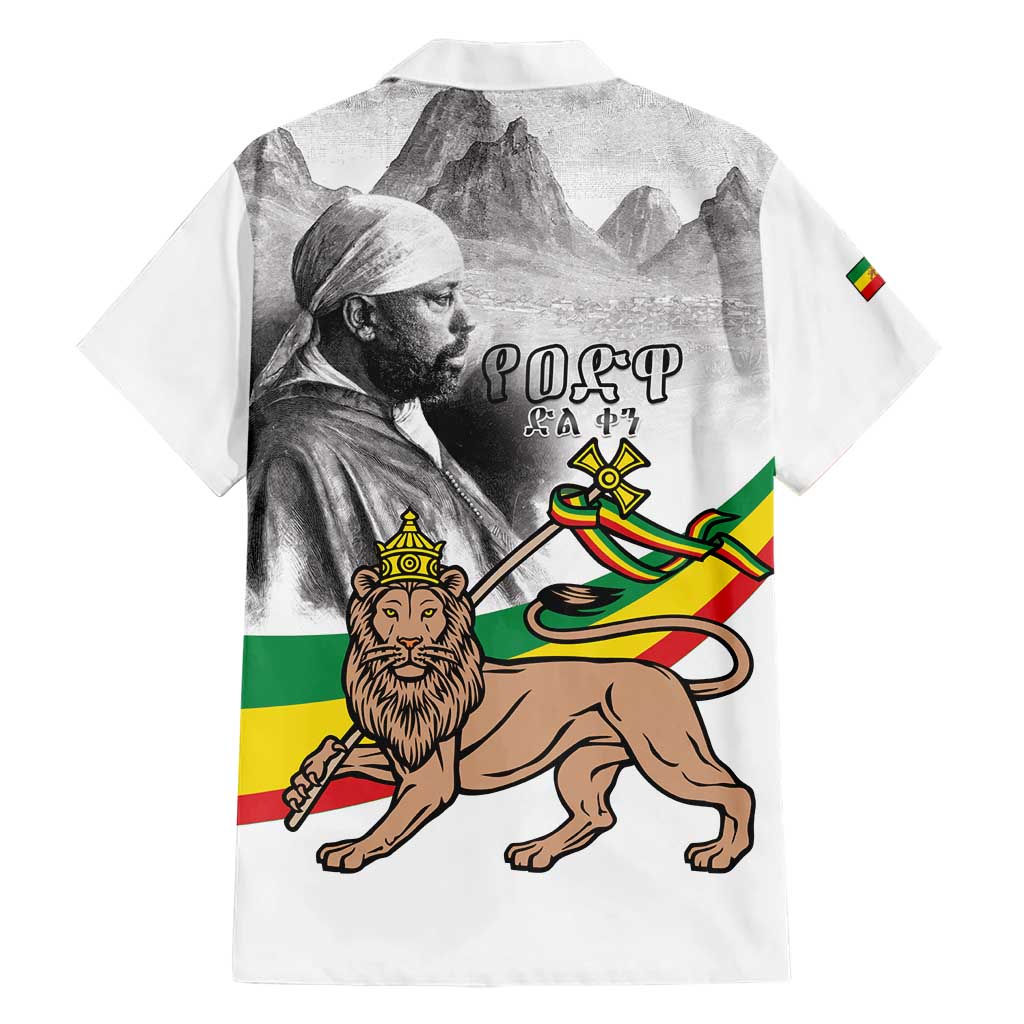Adwa Victory Day Hawaiian Shirt Menelik II and Mount Soloda - Lion Of Judah