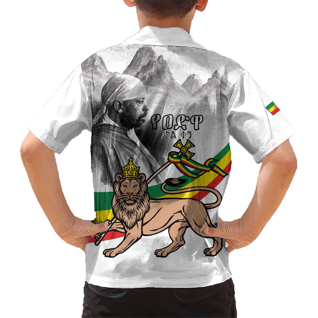 Adwa Victory Day Hawaiian Shirt Menelik II and Mount Soloda - Lion Of Judah