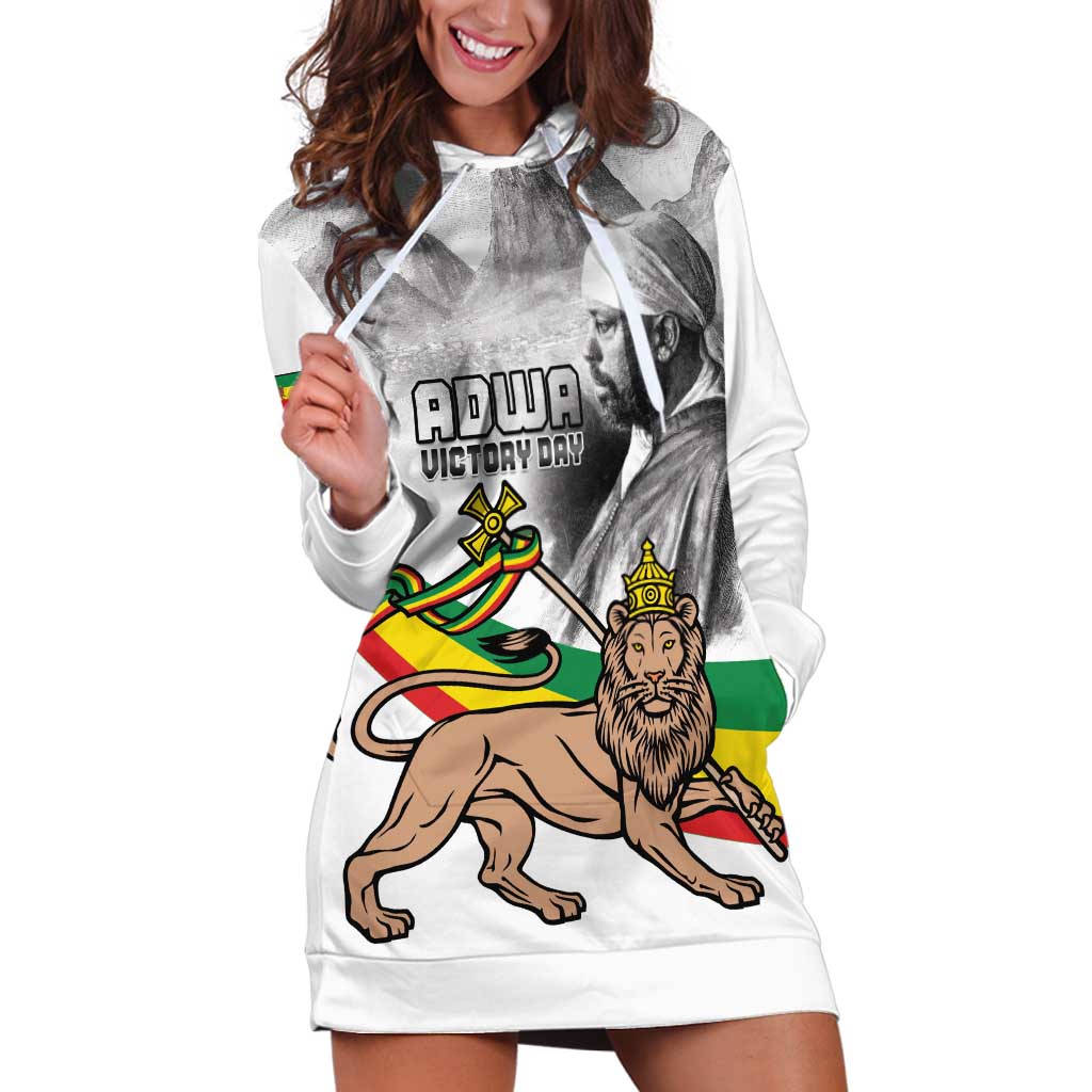 Adwa Victory Day Hoodie Dress Menelik II and Mount Soloda - Lion Of Judah