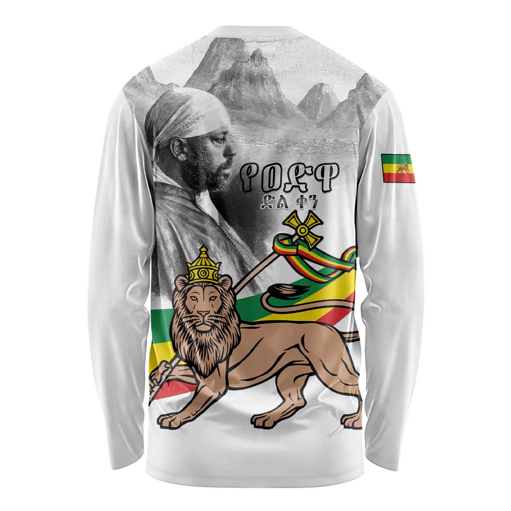Adwa Victory Day Long Sleeve Shirt Menelik II and Mount Soloda - Lion Of Judah