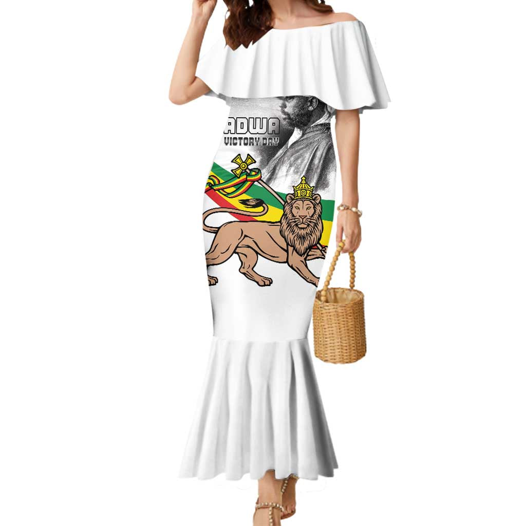 Adwa Victory Day Mermaid Dress Menelik II and Mount Soloda - Lion Of Judah