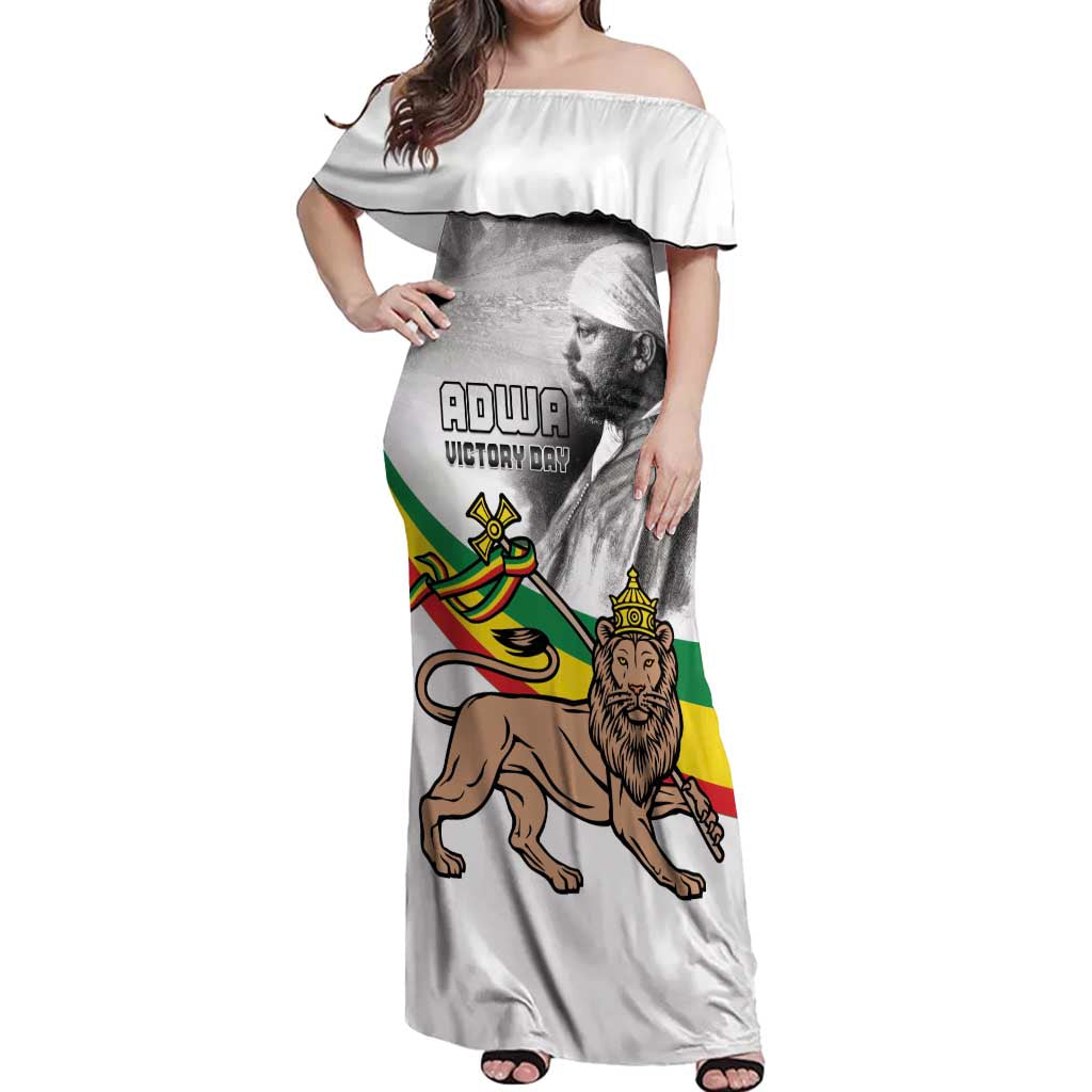 Adwa Victory Day Off Shoulder Maxi Dress Menelik II and Mount Soloda - Lion Of Judah