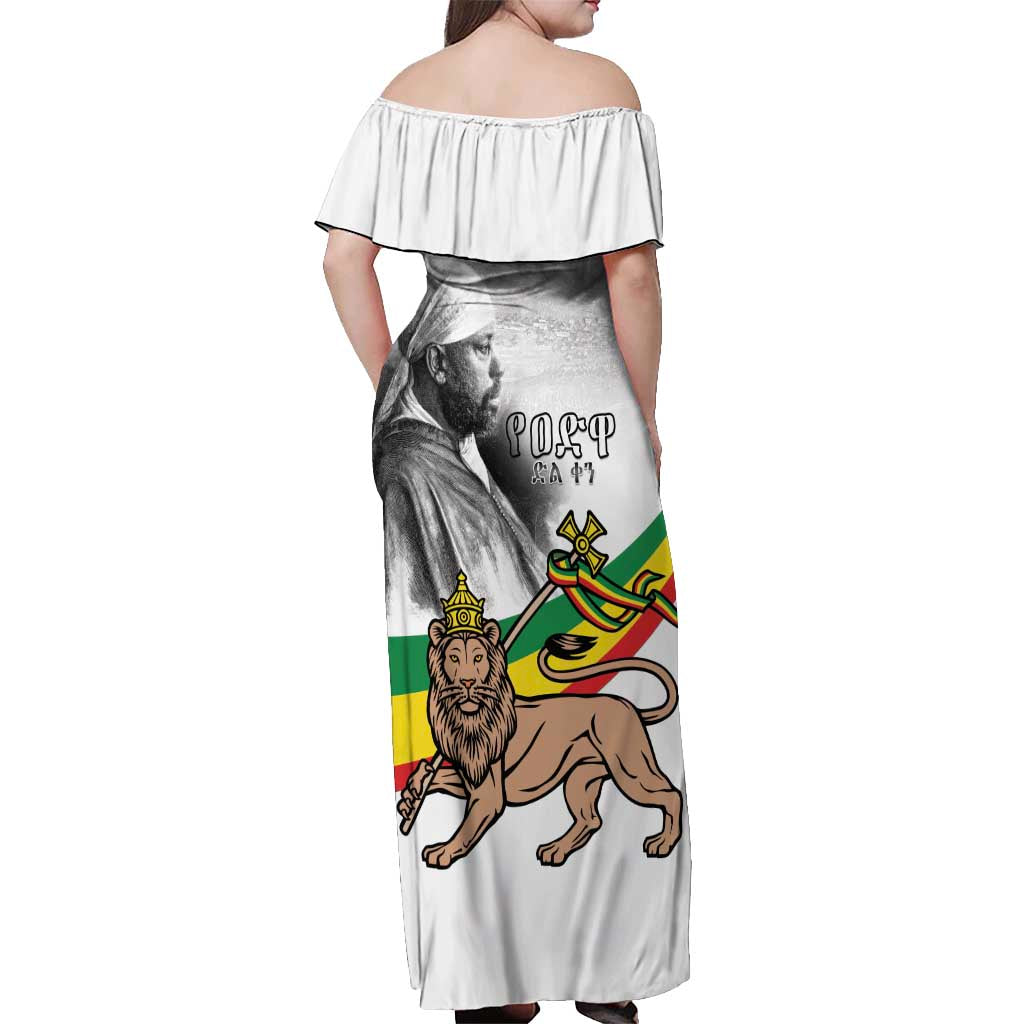 Adwa Victory Day Off Shoulder Maxi Dress Menelik II and Mount Soloda - Lion Of Judah