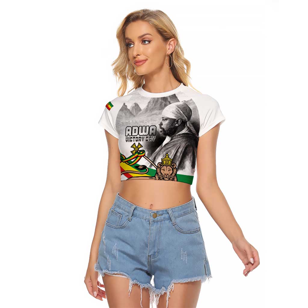 Adwa Victory Day Raglan Cropped T Shirt Menelik II and Mount Soloda - Lion Of Judah - Wonder Print Shop